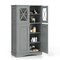 Costway Bathroom Storage Cabinet Linen Storage Cabinet with Doors and Adjustable Shelves Black/Grey/Brown/White